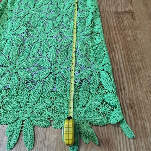 ZARA NWT lime green knit macrame crochet knee midi lined summer dress SIZE M - Picture 10 of 15